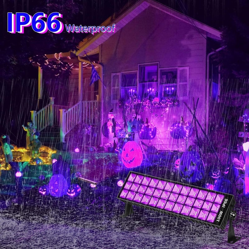 THECHAM Store 100W LED Black Lights Bar, 100 LEDs, Blacklight Flood Light for Black Light Party, for Glow Party, Bedroom, Halloween, Fluorescent Poster, Body Paint, Tapestry - Image 2